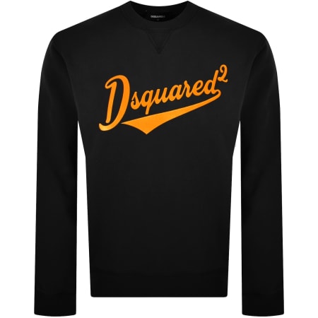 スウェット・トレーナー Dsquared2 Black Cotton Crewneck Sweatshirt With Logo Dsquared2 Cotton Crewneck Sweater With Ribbed Hem In Black